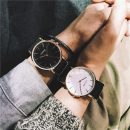 日系原宿純色氣質黑白錶盤楔形刻度侶對錶男女情手錶