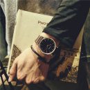 日系原宿純色氣質黑白錶盤楔形刻度侶對錶男女情手錶