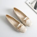 簡約純色蠢事瓢鞋軟底女單鞋女鞋平底鞋大碼方頭豆豆鞋