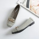 簡約純色蠢事瓢鞋軟底女單鞋女鞋平底鞋大碼方頭豆豆鞋