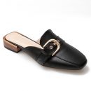 正韓版型超級顯瘦氣質純色百搭方跟女平底外穿半拖鞋粗跟女士涼拖女鞋