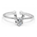 設計師款北歐麋鹿925純銀鑲單鋯鉆簡約創意女開口戒指