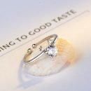 設計師款北歐麋鹿925純銀鑲單鋯鉆簡約創意女開口戒指