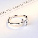 設計師款北歐麋鹿925純銀鑲單鋯鉆簡約創意女開口戒指