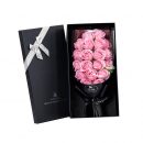 【18朵保鮮永生花束】【雅黑禮盒】經典濃情純手工製日式18朵永生保鮮香皂玫瑰花束禮盒