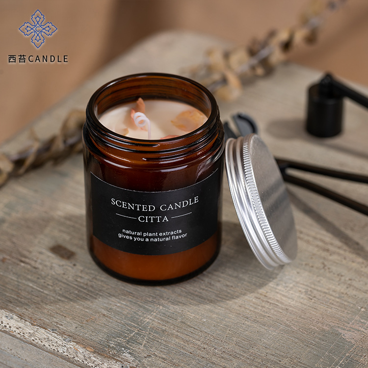 【天然大豆蠟香氛蠟燭】【融入玫瑰花瓣】經典棕瓶陽光玫瑰杏仁香型天然大豆混合蠟融入玫瑰花瓣香氛蠟燭 【天然大豆蠟香氛蠟燭】【融入玫瑰花瓣】經典棕瓶陽光玫瑰杏仁香型天然大豆混合蠟融入玫瑰花瓣香氛蠟燭