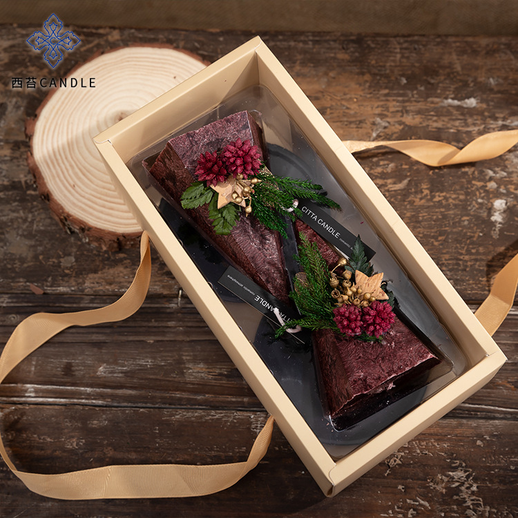 【二入組】【聖誕主題香氛蠟燭】【搭配永生花】【送托盤】純手工製聖誕主題冰花蠟搭配永生花香氛蠟燭二入禮盒