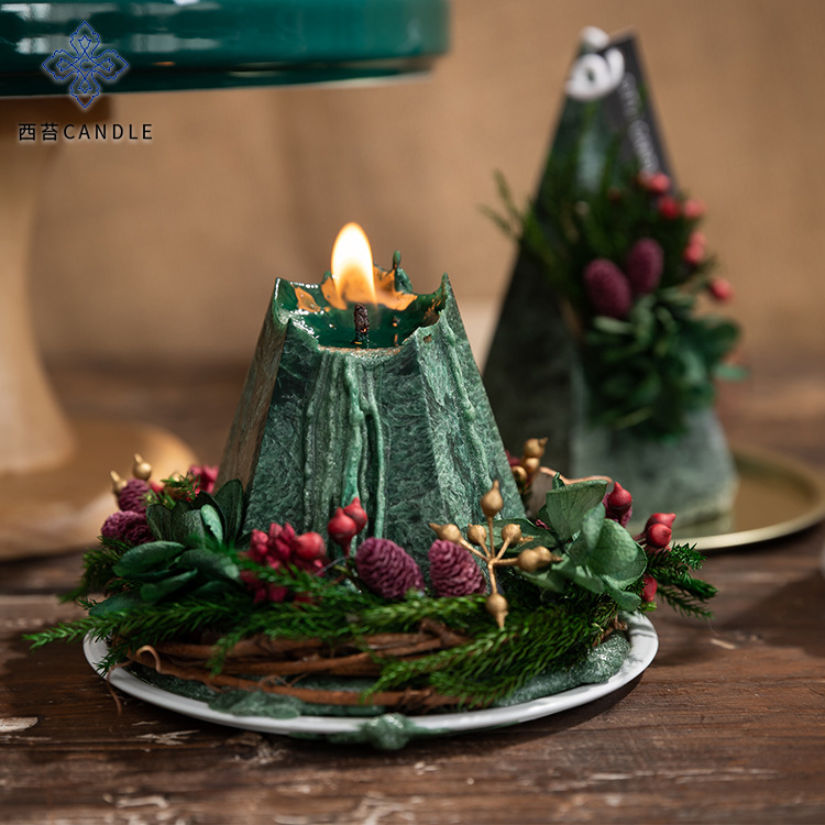 【二入組】【聖誕主題香氛蠟燭】【搭配永生花】【送托盤】純手工製聖誕主題冰花蠟搭配永生花香氛蠟燭二入禮盒