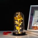 【金箔玫瑰玻璃罩禮盒】【LED夢幻燈束】超感動送女生禮物浪漫復古金箔永生玫瑰帶燈玻璃罩禮盒
