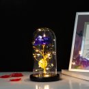 【金箔玫瑰玻璃罩禮盒】【LED夢幻燈束】超感動送女生禮物浪漫復古金箔永生玫瑰帶燈玻璃罩禮盒