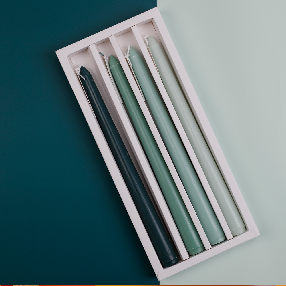 【四入漸變色】【植物混合蠟香氛蠟燭】歐式宮廷氣質漸變色植物混合蠟漸變色長桿香氛蠟燭四入組