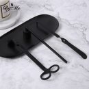 【歐式不鏽鋼滅燭四件組】歐式鐵藝不鏽鋼蠟燭剪蠟燭鉤滅燭器托盤滅燭工具四件組