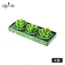 【三入】【多肉植物無煙蠟燭】超可愛純手工製多肉植物仙人掌造型無煙蠟燭三入禮盒