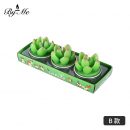 【三入】【多肉植物無煙蠟燭】超可愛純手工製多肉植物仙人掌造型無煙蠟燭三入禮盒