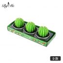 【三入】【多肉植物無煙蠟燭】超可愛純手工製多肉植物仙人掌造型無煙蠟燭三入禮盒