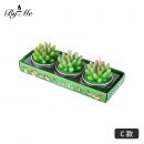 【三入】【多肉植物無煙蠟燭】超可愛純手工製多肉植物仙人掌造型無煙蠟燭三入禮盒