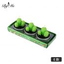 【三入】【多肉植物無煙蠟燭】超可愛純手工製多肉植物仙人掌造型無煙蠟燭三入禮盒