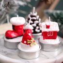 【聖誕主題無煙蠟燭】【一盒12入】超可愛純手工製聖誕主題聖誕樹襪子聖誕老人造型無煙蠟燭禮盒