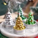 【聖誕主題無煙蠟燭】【一盒12入】超可愛純手工製聖誕主題聖誕樹襪子聖誕老人造型無煙蠟燭禮盒