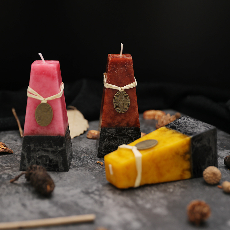 【復古分層香氛蠟燭】【四角塔型】歐式宮廷古典四角塔型分層香氛蠟燭