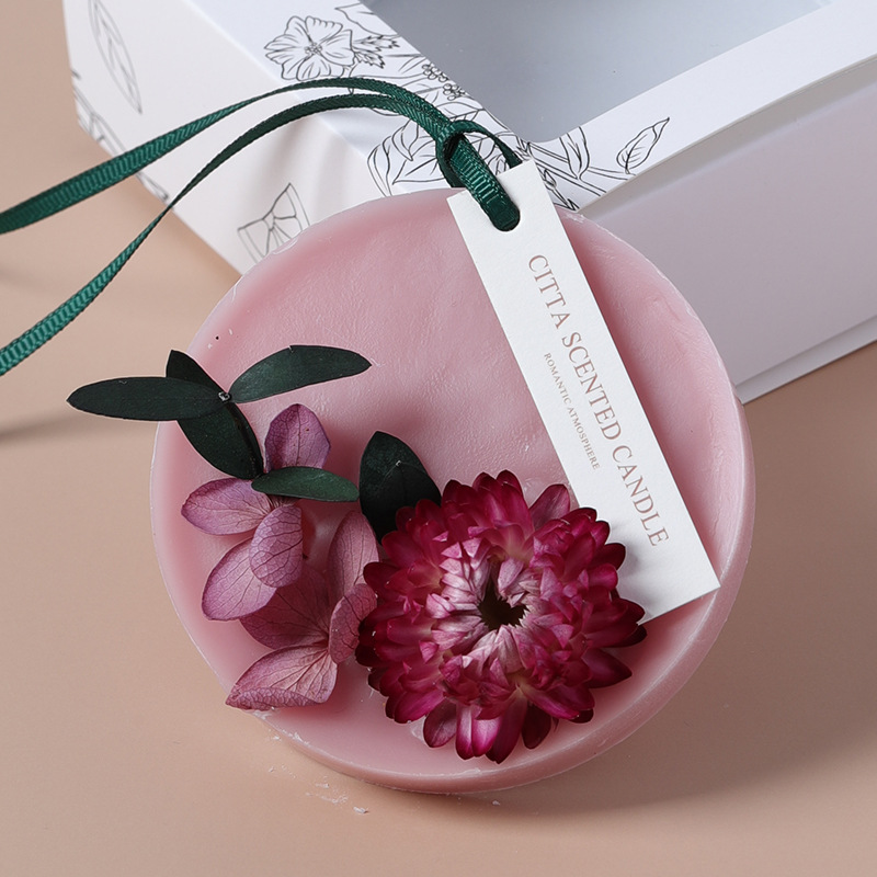 【永生花香氛蠟片】【多種香型】日式純手工作蜂蠟圓形橙片柑橘梔子檸檬草琥珀烏木香氛蠟片