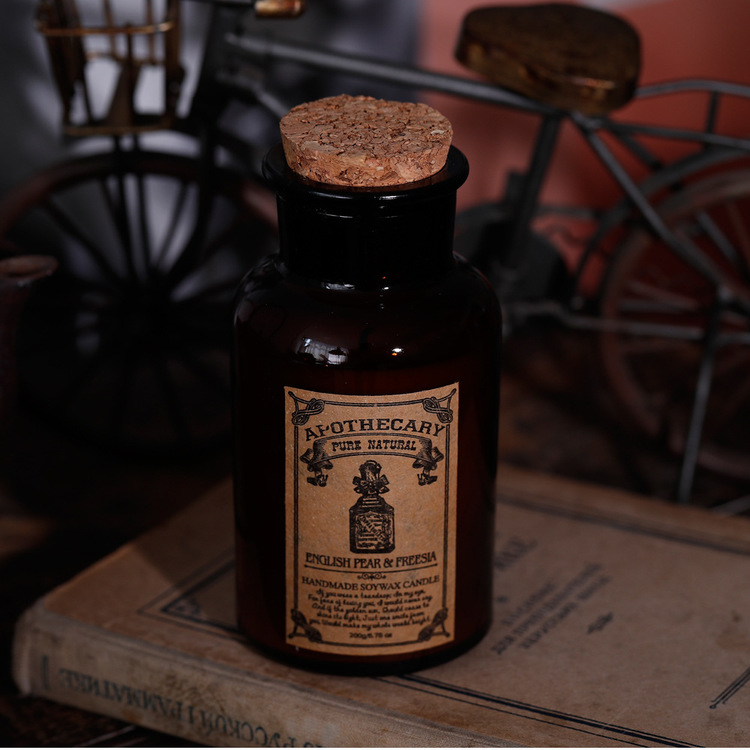 【藥劑棕瓶香氛蠟燭】【植物混合蠟】【琥珀烏木】輕奢復古藥劑棕瓶植物混合蠟香氛蠟燭禮盒
