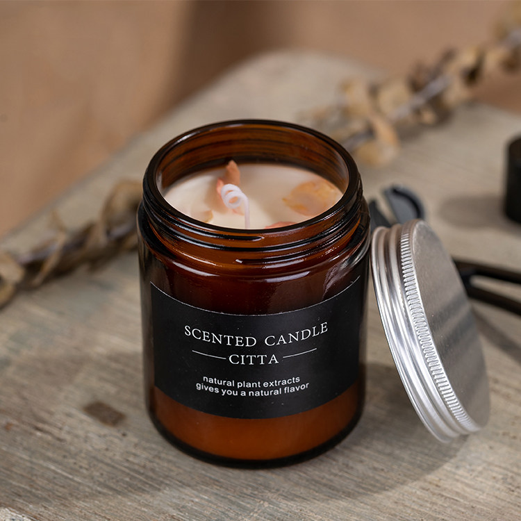 【永生花香氛蠟燭】【植物大豆水晶蠟】【大容量430g】經典棕瓶助眠安神薰衣草玫瑰烏木大豆蠟香氛蠟燭