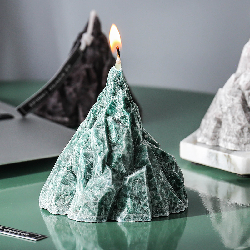 【火山造型無煙香氛蠟燭】【大理石擺檯】高檔安神舒心植物精油香氛蠟燭帶大理石擺檯