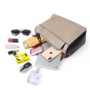 【頭層荔枝紋牛皮】【優雅拼色】氣質優雅高檔頭層牛皮荔枝紋拼色女包手提肩背斜背包 【頭層荔枝紋牛皮】【優雅拼色】氣質優雅高檔頭層牛皮荔枝紋拼色女包手提肩背斜背包