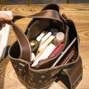 條紋寬肩帶老花時尚手提包休閑單肩包複古舒適斜背包百搭女包