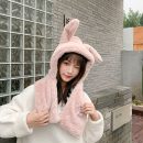 【毛絨兔耳圍脖一體帽】【耳朵可動】韓國熱賣人氣網紅款兔耳朵毛毛帽加厚毛絨保暖圍脖一體兩件套軟妹女帽 【毛絨兔耳圍脖一體帽】【耳朵可動】韓國熱賣人氣網紅款兔耳朵毛毛帽加厚毛絨保暖圍脖一體兩件套軟妹女帽