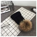 【捲邊針織毛線帽】【貂子大毛球】可愛氣質可拆卸真毛球針織帽韓版百搭保暖女帽毛線帽