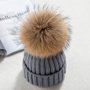 【捲邊針織毛線帽】【貂子大毛球】可愛氣質可拆卸真毛球針織帽韓版百搭保暖女帽毛線帽