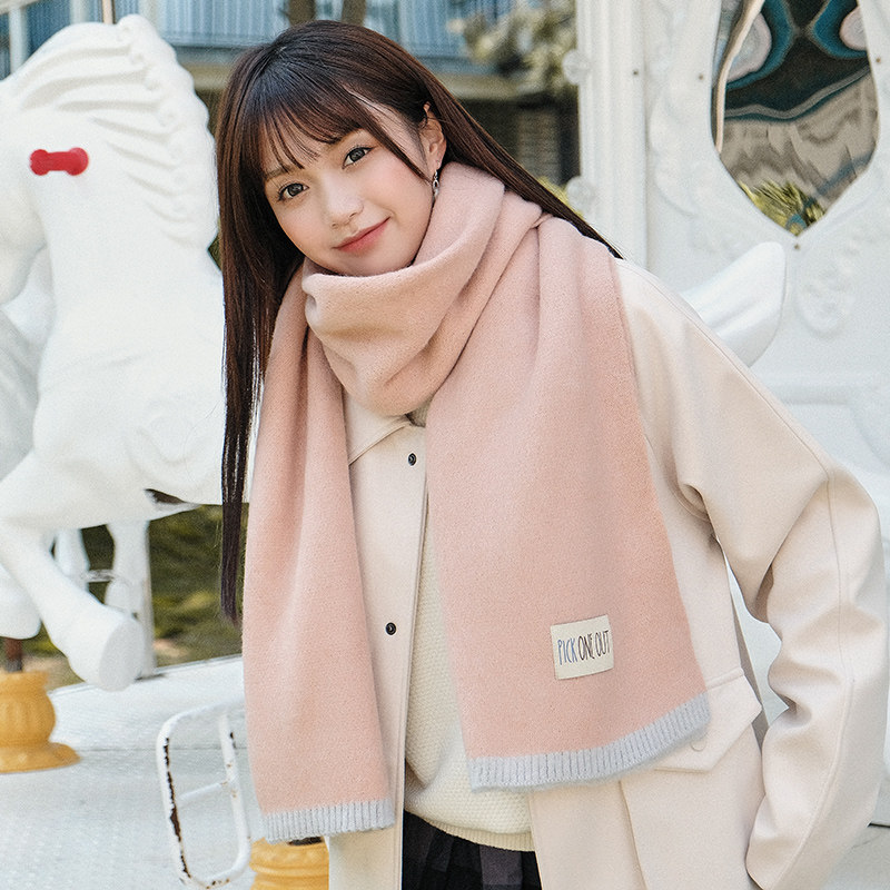 【韓系百搭純色圍巾】【手工毛線針織】韓國經典純色百搭毛線針織情侶圍巾男女圍巾