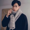 【韓系條紋熟男氣質圍巾】【手工毛線針織】韓國冬季熟男氣質百搭條紋保暖男針織毛線圍脖圍巾