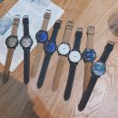 日系文藝個性幾何星空大錶盤皮帶男女手錶