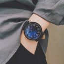 日系文藝個性幾何星空大錶盤皮帶男女手錶