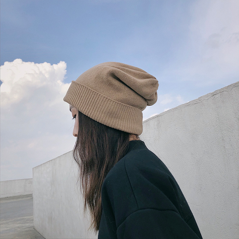【韓系針織捲邊堆堆帽】韓系日常晚風系列好版型IG針織毛線帽秋冬百搭氣質女帽捲邊堆堆帽