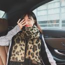 【韓版豹紋印花圍巾】【羊絨觸感】韓國名媛氣質百搭保溫印花羊絨觸感秋冬女披肩圍巾