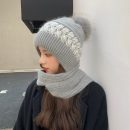 【兔毛混紡超暖毛帽】【圍巾一體式】超大包裹感懶人免洗頭秋冬百搭韓版可愛連圍巾一體式針織帽女帽