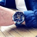 【美式多功能大錶盤】【計時碼錶】【個性日曆】美式多功能獨立分秒計時日曆皮帶男手錶