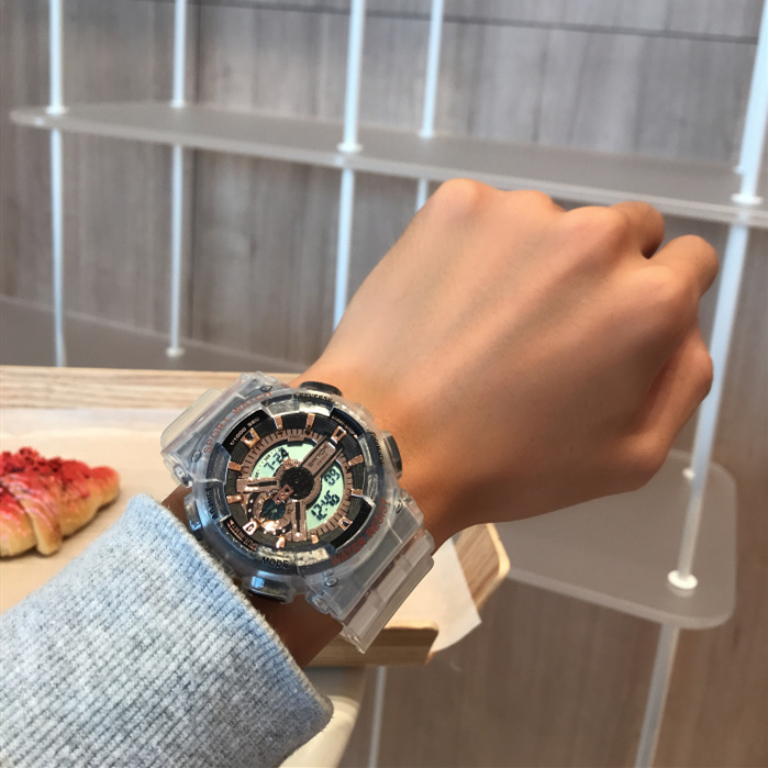 【透明矽膠錶帶】【液晶指針雙顯】日式原宿風潮流透明錶帶雙顯計時男女多功能運動手錶 【透明矽膠錶帶】【液晶指針雙顯】日式原宿風潮流透明錶帶雙顯計時男女多功能運動手錶