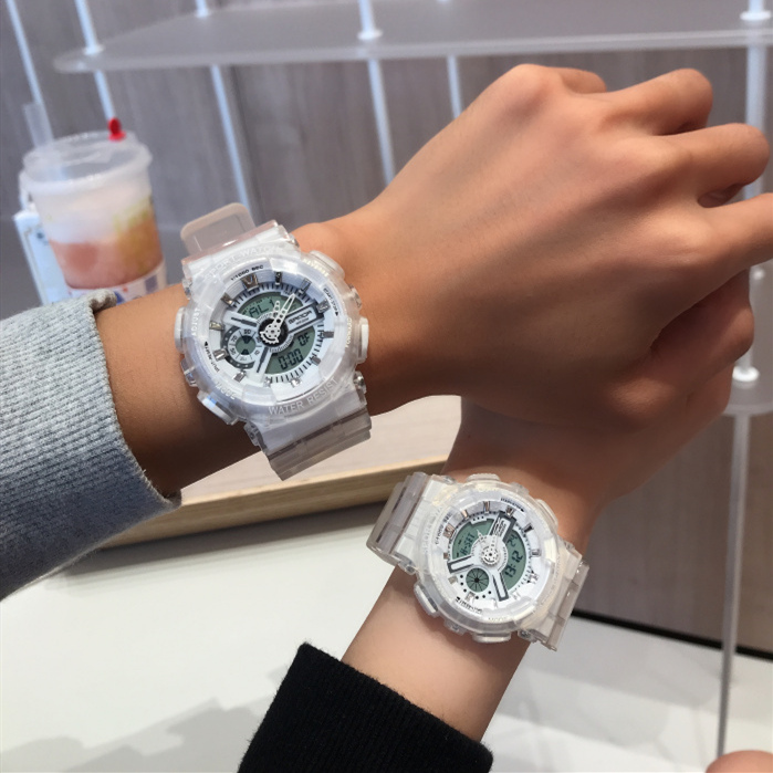 【透明矽膠錶帶】【液晶指針雙顯】日式原宿風潮流透明錶帶雙顯計時男女多功能運動手錶 【透明矽膠錶帶】【液晶指針雙顯】日式原宿風潮流透明錶帶雙顯計時男女多功能運動手錶