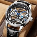 【陀飛輪全自動機械錶】【極致雙面鏤空】【小牛皮錶帶】瑞士Ailang機械美感極致雙面鏤空小牛皮帶全自動男機械手錶