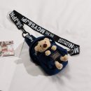 日系牛仔布配可愛小羊小熊小牛玩偶軟妹胸包女迷你斜背包