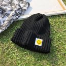 【清爽捲邊笑臉毛線帽】正韓版型網紅笑臉女帽秋冬毛線帽可愛笑臉百搭針織毛帽