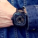 【全自動鏤空機械錶】【特種兵方形錶盤】韓版軍風高檔全自動鏤空機械機芯方形錶盤自動上鏈男機械手錶