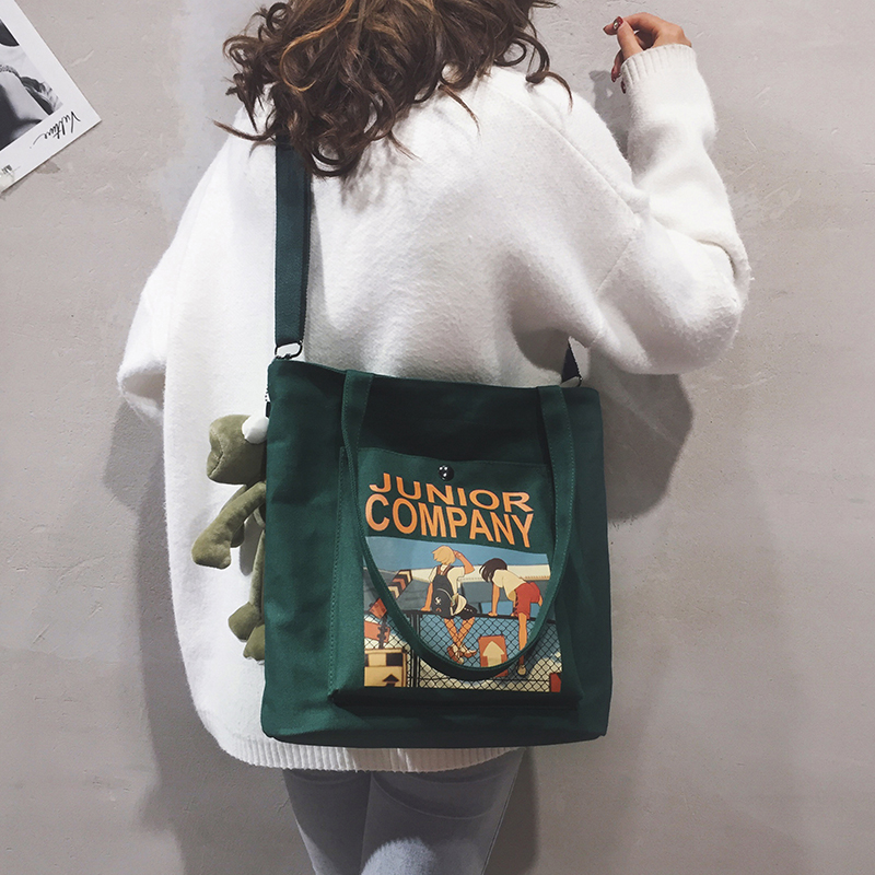 日系原宿ulzzang帆布大包包通勤女包大容量單肩斜背包