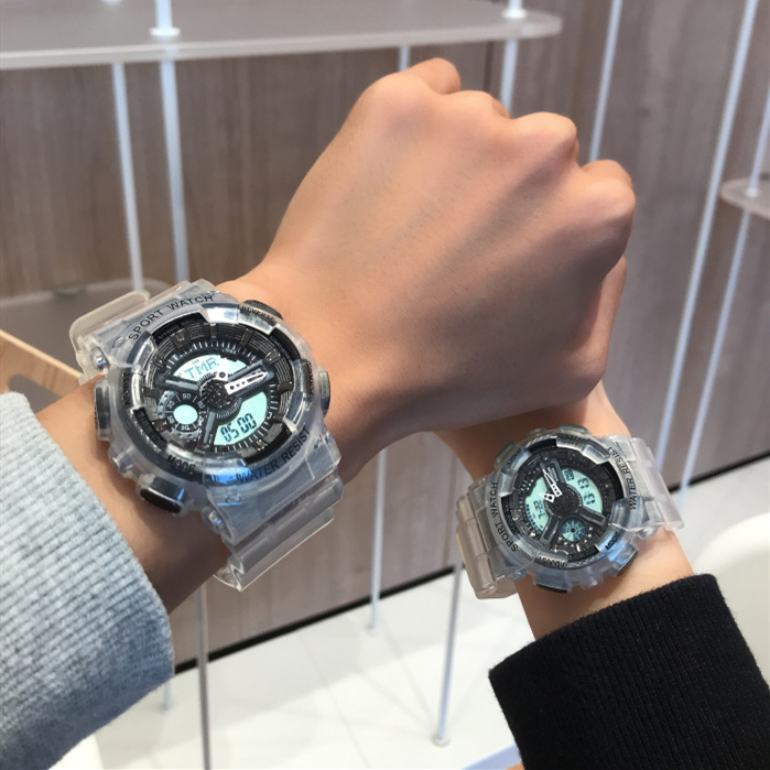【透明矽膠錶帶】【液晶指針雙顯】日式原宿風潮流透明錶帶雙顯計時男女多功能運動手錶 【透明矽膠錶帶】【液晶指針雙顯】日式原宿風潮流透明錶帶雙顯計時男女多功能運動手錶
