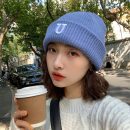 韓版百搭日系字母刺繡針織毛線帽子女秋冬季保暖護耳男女毛帽